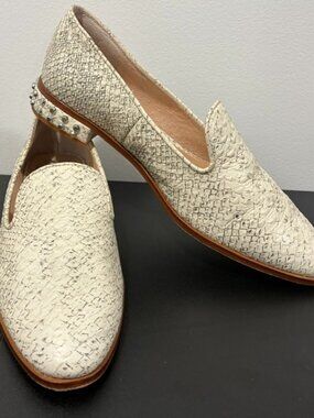 Vince Camuto Snake Print Studded Heel Loafers